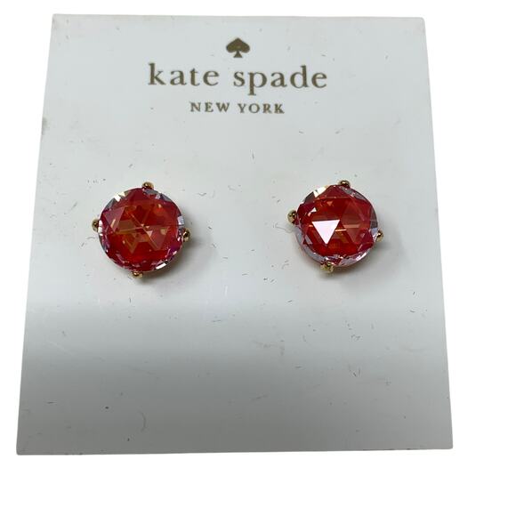 Kate Spade Rise & Shine Stud Earrings In Garnet Reddish Pink NEW - Picture 1 of 2